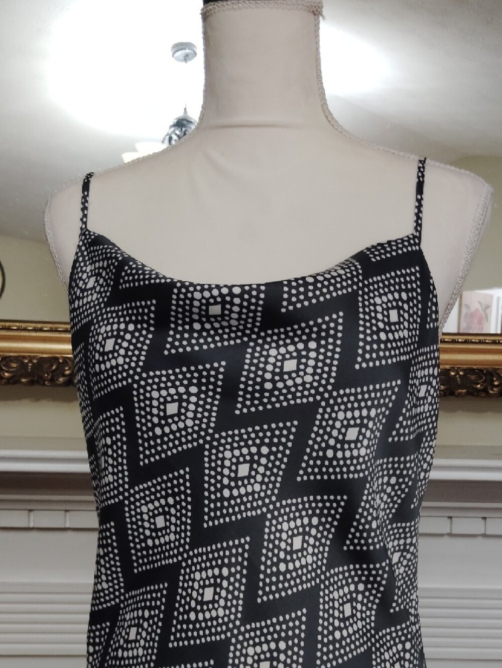 Banana Republic Black and White Geometric Maxi Slip Dress Sz Small - Picture 2 of 7